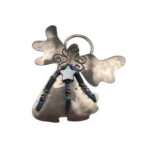 Sterling Silver Artisan Angel Brooch Beaded